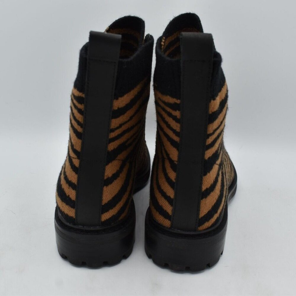 Sofft Womens Size 7.5 Landee Black Tan Tiger Lace Up Knit Combat Boots - Picture 8 of 12